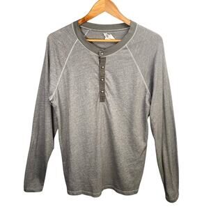 AG Adriano Goldschmied Shirt Men Size Medium Gray Long Sleeve Henley Casual